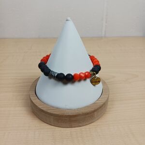 Erimish Gameday Stretch Bracelet - Andy Orange and Black Stackable Beaded Signed